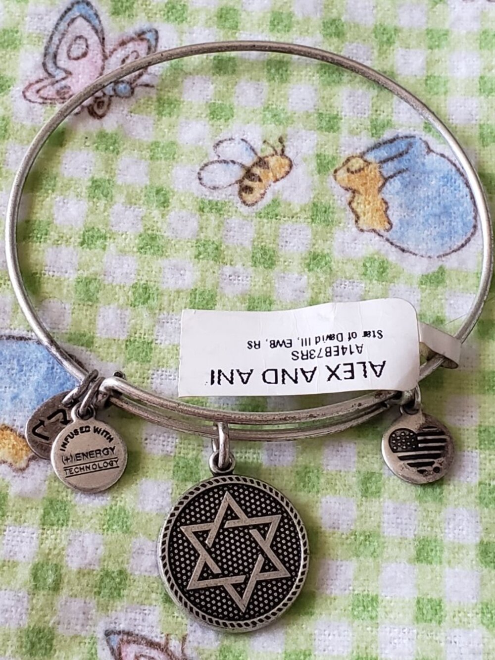 Alex and Ani Star David Silver Charm Bracelet Adjustable Bangle 766